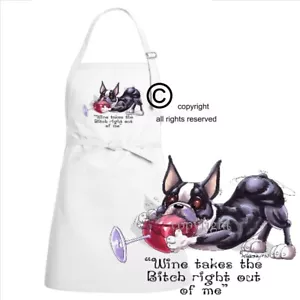 Delantal de chef de cocina Boston Terrier arte de dibujos animados para perro bebedor de vino saca perra - Imagen 1 de 2