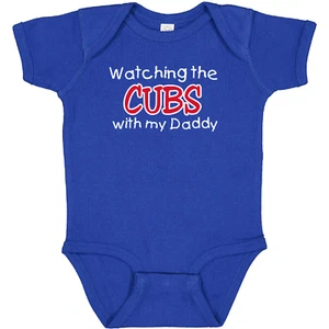 Watching the Cubs with my Daddy Baby Bodysuit - Royal - Picture 1 of 2
