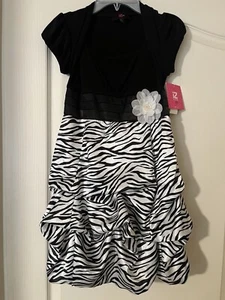 Girls Black And White Party Holiday Dress Size 10 NWT - Picture 1 of 5