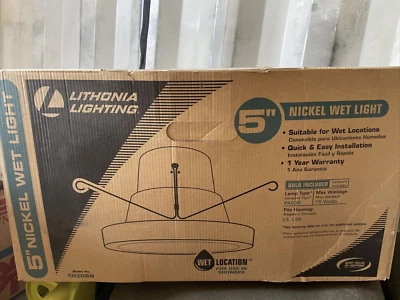 6 Lithonia 5" Níquel Cepillado Luz Húmeda Acabado Empotrado Borde con Bombilla 5H20BN Foto 1 de 3