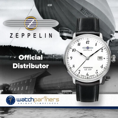 ZEPPELIN LZ129 HINDENBURG QUARTZ WATCH SWISS RONDA MOVT 30M WR WHITE DIAL 7046-1 - Image 1 of 3
