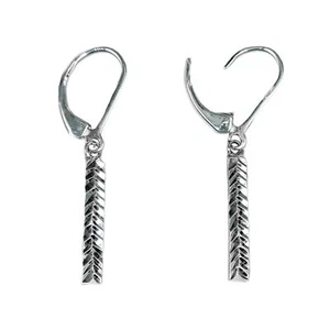 Pendientes colgantes unisex de plata de ley 925 con palanca cruzada trasera -35x3 mm - Imagen 1 de 6
