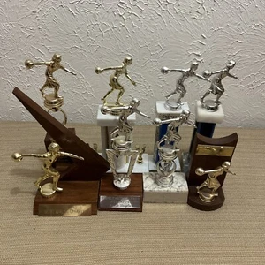 Vintage Damen Bowling Trophäen 1960-90er Jahre Holz Metall Marmor Rubbermaid Company - Bild 1 von 12