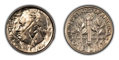 1995 10c Roosevelt Dime - Mint Error Obverse Struck by Capped Die - SKU-Z4814 - Image 1 of 4