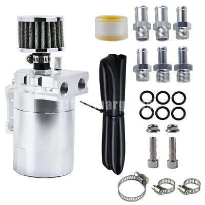 Oil Catch Can Kit Reservoir Baffled Tank with Breather Filter Universal Aluminum Foto 1 de 4