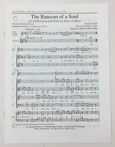 Ransom of A Soul SATB Violin Flute Oboe Sheet Music David Ashley White ECS Pub - Picture 1 of 4
