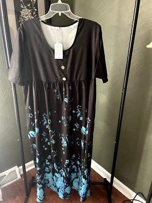 Maxi vestido negro y azul para mujer talla L nuevo con etiquetas Foto 1 de 4