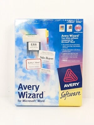 Avery Wizard for Microsoft Word PC Software Program 5342 CD-ROM 1998 Sealed New  - Image 1 of 4