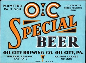 OIL CITY BRAUEREI OC SPECIAL BEER LABEL T-SHIRT PA SMALL-XXXLARGE (F) - Bild 1 von 1