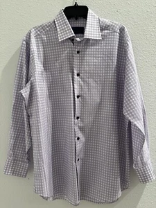 David Donahue Shirt Herren 16 32/33 lila modern Kleid Knopfleiste formell kariert - Bild 1 von 11