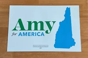 Amy Klobuchar Senator Official 2020 NH President Campaign Sign Placard White - Bild 1 von 2