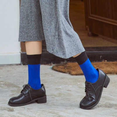 3 pares de calcetines tabi de algodón para mujer dos dedos hasta la pantorrilla bicolor estilo japonés acogedores Foto 1 de 4