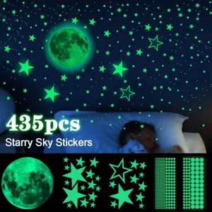435pcs Glow In The Dark Luminous Wall Stickers Moon Stars Kid Room Ceiling Decal - Picture 1 of 7