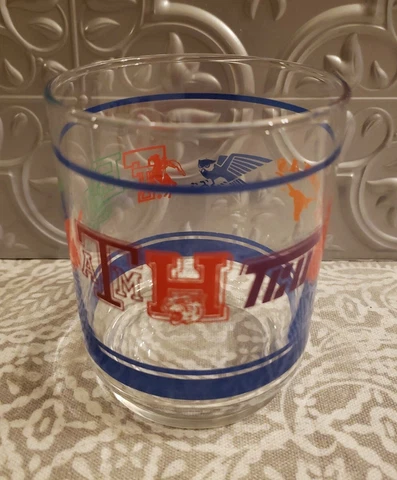 Vintage 1980s NCAA Southwest Conference SWC Football Team Logos Glass Tumbler Cover