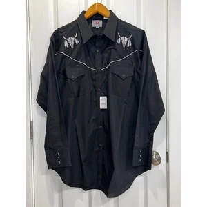 NWT Ely Diamond Black Pearl Snap Western Shirt mens size XXL embroidered - Picture 1 of 10