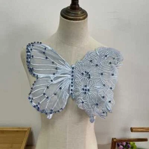 Applique ricamo organza farfalla 3D strass pizzo toppa cucito 1 pezzo - Foto 1 di 13