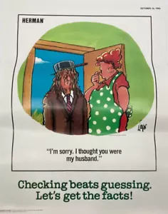 Herman Poster Checking Beats Guessing Let's Get The Facts October 19 1992 - Picture 1 of 6