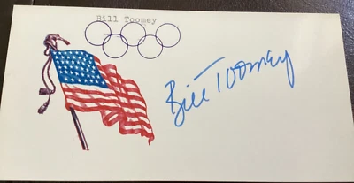 BILL TOOMEY Autographed Signed Olympics Metalist Card Track Team FREE SHIP - Image 1 of 2