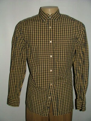 MENS MARTIN + OSA CASUAL SHIRT SIZE L 100% COTTON YELLOW BLUE PLAIDS #245 - Image 1 of 4