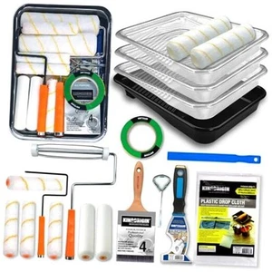 20 Piece Paint Roller Kit, 9" & 6" Paint Rollers, Paint Brushes, Paint Trays & - Picture 1 of 8