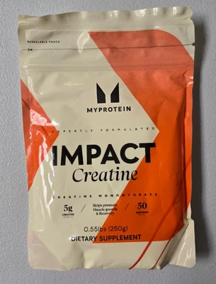 Polvo monohidrato de creatina Myprotein Impact 0,55 lb 50 porciones puro sin sabor Foto 1 de 4