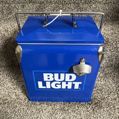 Bud Light Vintage Style Cooler Box Fishing Hunting Pool Beach Travel Tailgating