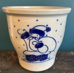 Fioriera vintage David Eldreth Babbo Natale in gres smaltato sale ~ roccia 7" fattoria 2002 - Foto 1 di 7