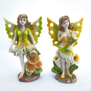 Estatuilla de hadas flores fantasía encantada bosque jardín de hadas 5 pulgadas_Juego de 2 - Imagen 1 de 9