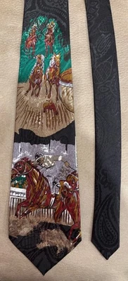 CORBATA CUELLO VINTAGE A. ROGERS 100% POLIÉSTER CARRERAS DE CABALLOS Foto 1 de 2