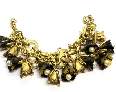 Pulsera Tortuga J Crew 7.5" 3 Hilos Resina y Gotas de Oro Cadena de Oro Foto 1 de 4