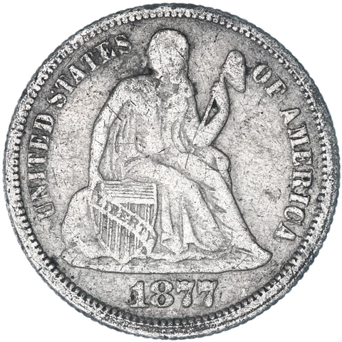 1877 Seated Liberty Dime 90% Silver Very Fine Details Scratches See Pics X244 Cover