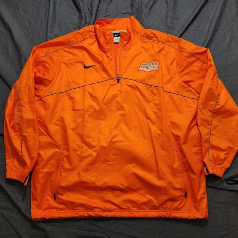 Oklahoma State Cowboys Nike Jacket Mens XL Orange 1/4 Zip Pullover Swoosh Cover
