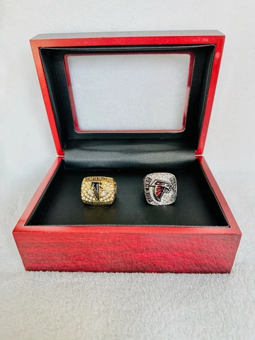 2 Pcs Atlanta Falcons NFC Championship Ring W Box, US SHIP 1998/2016 Cover