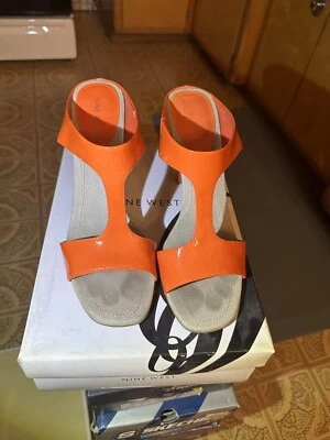 Sandalia Nine West Mediana Naranja Sin Cordones Talla 10 Foto 1 de 4