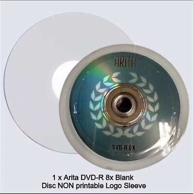 Arita DVD-R 8x Blank Disc 4.7gb Ritek G05 120 min NON printable Logo Sleeves LOT - Image 1 of 4