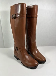 Botas de montar altas Isaac Mizrahi 6 medianas de cuero marrón coñac - Imagen 1 de 5