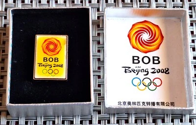 2008 BEIJING Olympics BOB ( BEIJING OLYMPIC BROADCASTING CO. ) MEDIA PIN - Boxed - Image 1 of 4