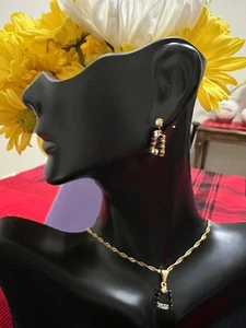 BEAUTIFUL SET WITH EARRINGS AND NECKLACE COVERED WITH 18K GOLD FROM BRAZIL - Picture 1 of 2