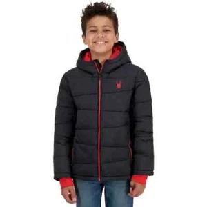 Spyder Puffer Boy's Hooded Winter Jacket Synthetic Down Insulation Black XS 5/6 - Picture 1 of 6
