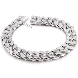 Bracciale catena cubana grande spessore argento sterling 925 13,5 mm per uomo donna 9,5" - Foto 1 di 8