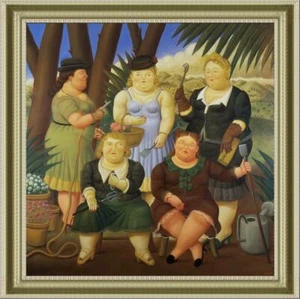 "Kunst ÖLGEMÄLDE REPRO VON FERNANDO BOTERO fettes Mädchen AUF LEINWAND 30""X40" - Bild 1 von 2