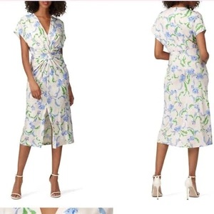 Prabal Gurung | Abito midi floreale acquerello attorcigliato davanti taglia 14 - Foto 1 di 11