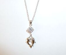 {N016} HIGH QUALITY 18K WHITE GOLD PLATED CUBIC ZIRCONIA PENDANT NECKLACE. 