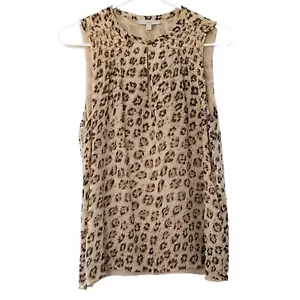 Joie Corie Leopard Print Silk Top Sleeveless Layered Cappuccino Size Small - Picture 1 of 7
