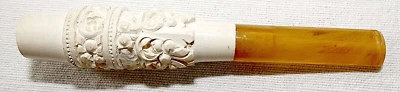 Antique Meerschaum Cigarette Holder - Amber color celluloid Stem Length: 9.5 cm. - Image 1 of 4