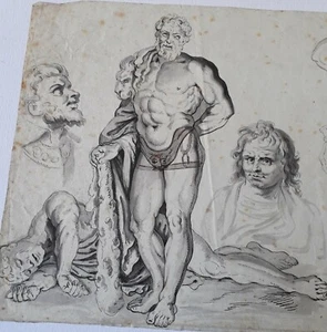Dessin 18eme Hercule et diverses études - Picture 1 of 7