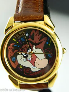 RELOJ AZUL DIABLO TASMANIA/UNISEX/BANDA DE CUERO MARRÓN/NUEVA BATERÍA caja132 - Imagen 1 de 11