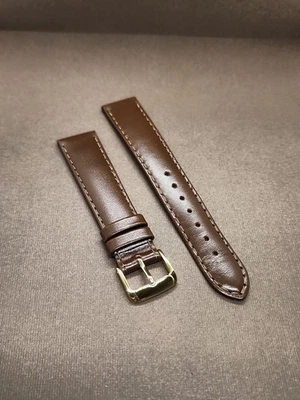 Vintage NOS Speidel 18mm Brown Padded And Stitched Mesa Leather Watch Band - Image 1 of 4