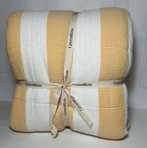 Greenrow WENDEBETTDECKE BAUMWOLLE STREIFEN VOLL/QUEEN GELB  - Bild 1 von 4