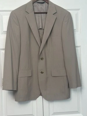 Jos A. Bank Mens 40R Tan Suit Jacket Sport Coat Tan Khaki Cotton Twill Blazer - Image 1 of 4